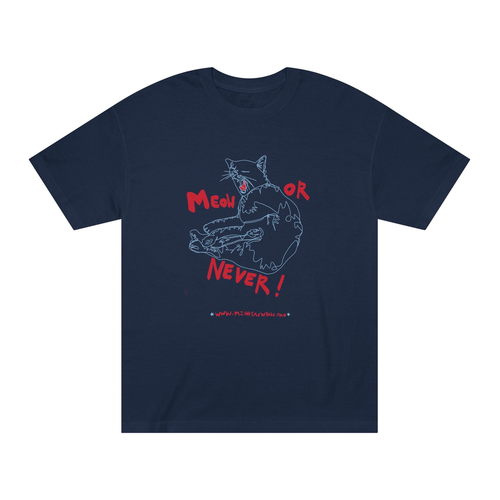Cat vs Shark Graphic Tee — “Meow or Never!” Retro Illustration Shirt
